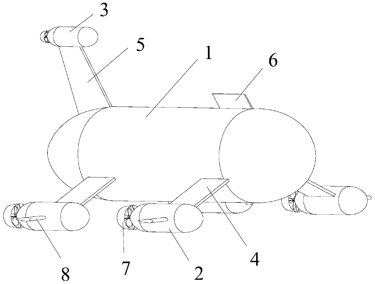 High-speed and high-sea-condition multi-body unmanned underwater vehicle capable of diving and control method thereof