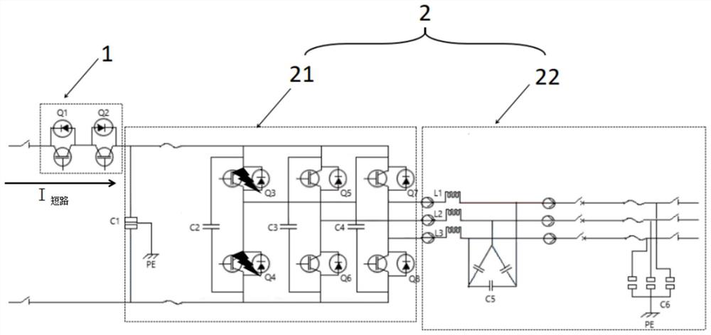 AC-DC power supply DC side short circuit protection circuit, method and chip