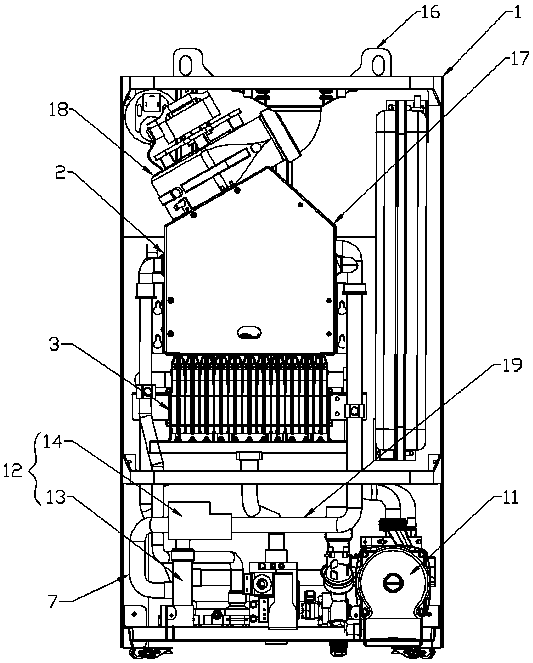 Casing type wall-mounted furnace internally provided with inner circulating device