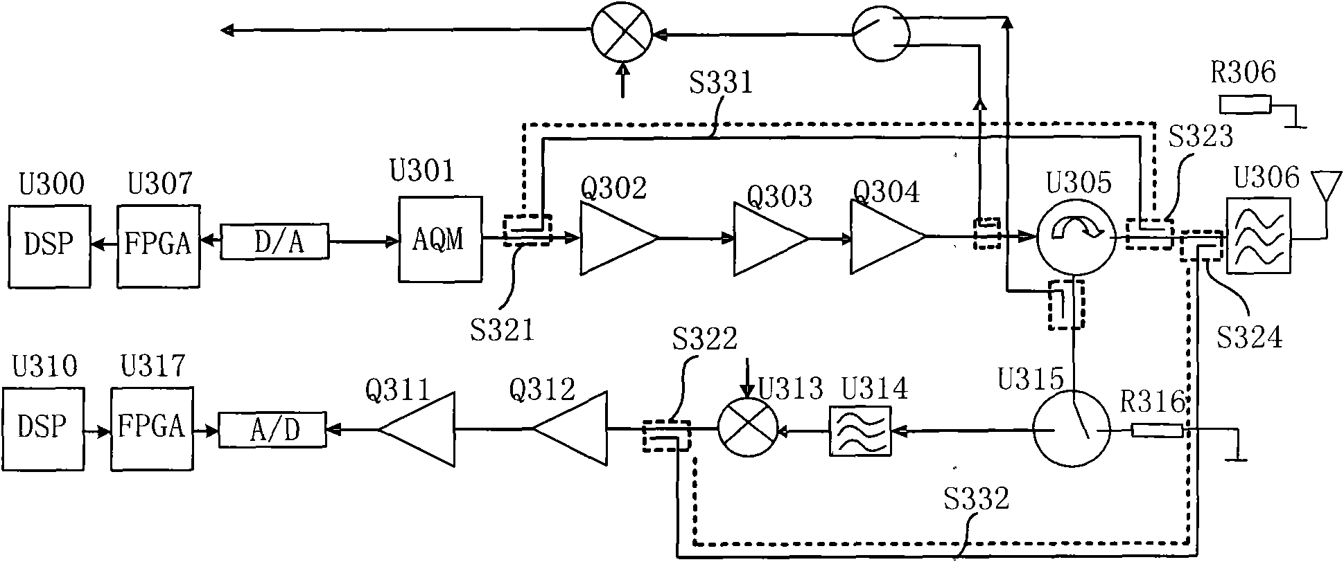 Transceiver module based on time division duplex and processing method thereof
