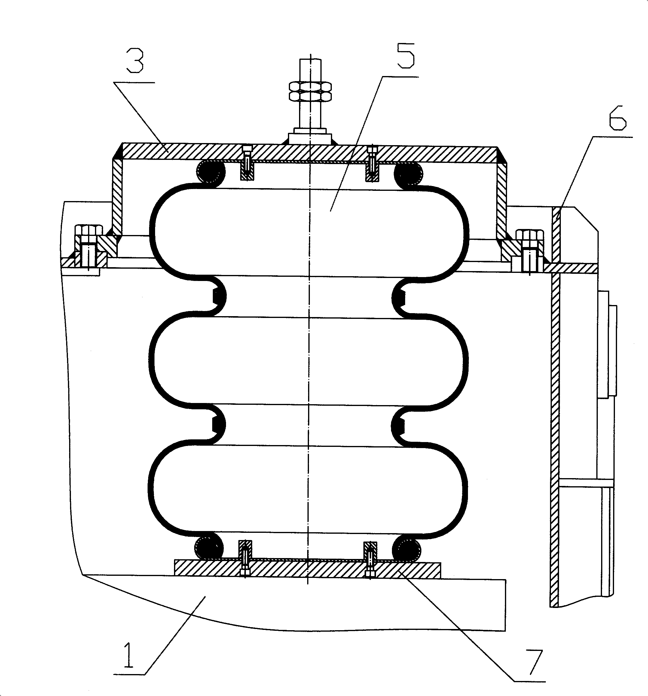 Double-air sac structure of vibration moulding machine