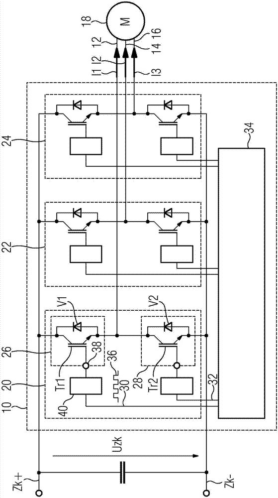 Circuit arrangement for switching a current, and method for operating a semiconductor circuit breaker