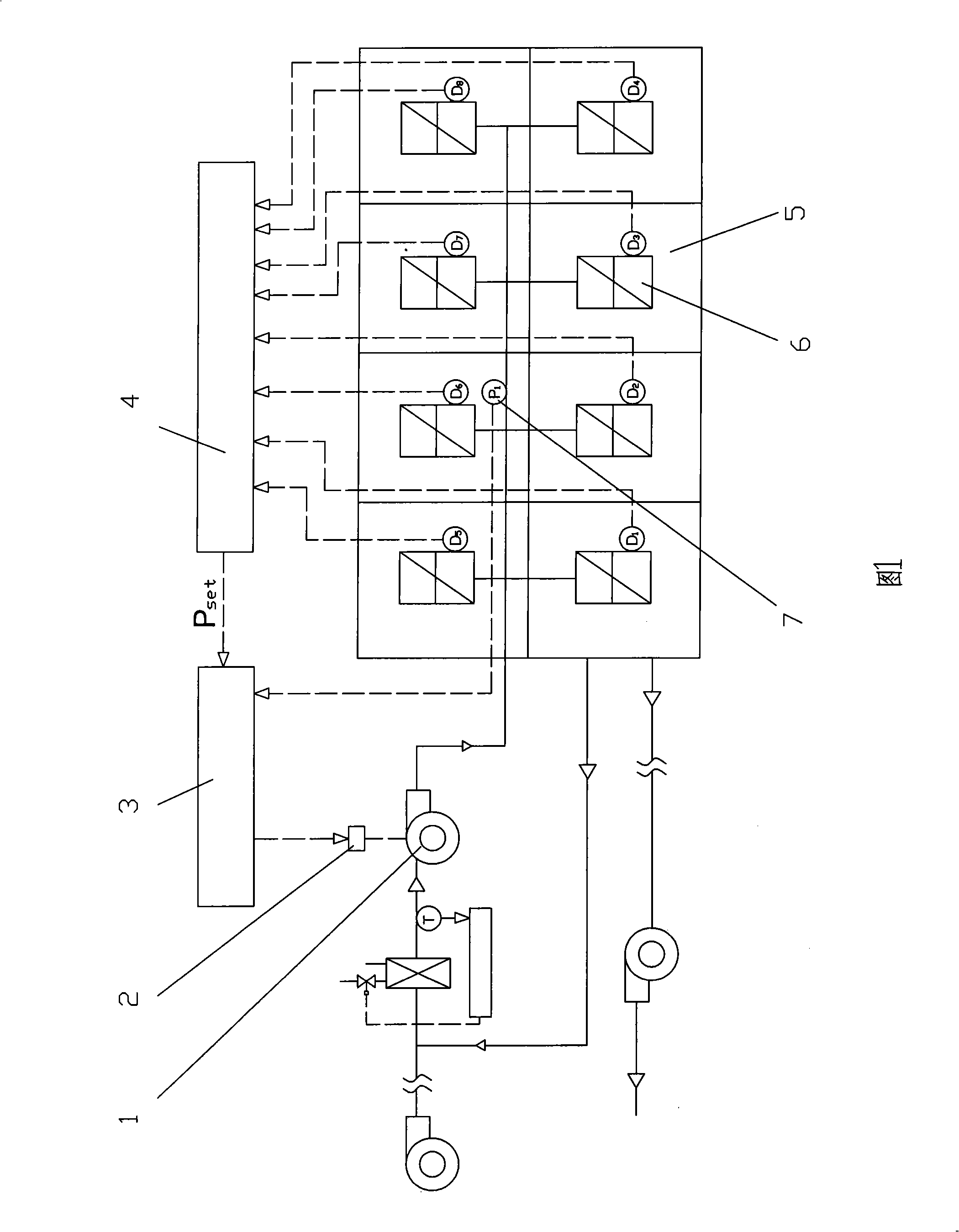 Air quantity changeable air conditioner system air blast static pressure optimizing control method and apparatus
