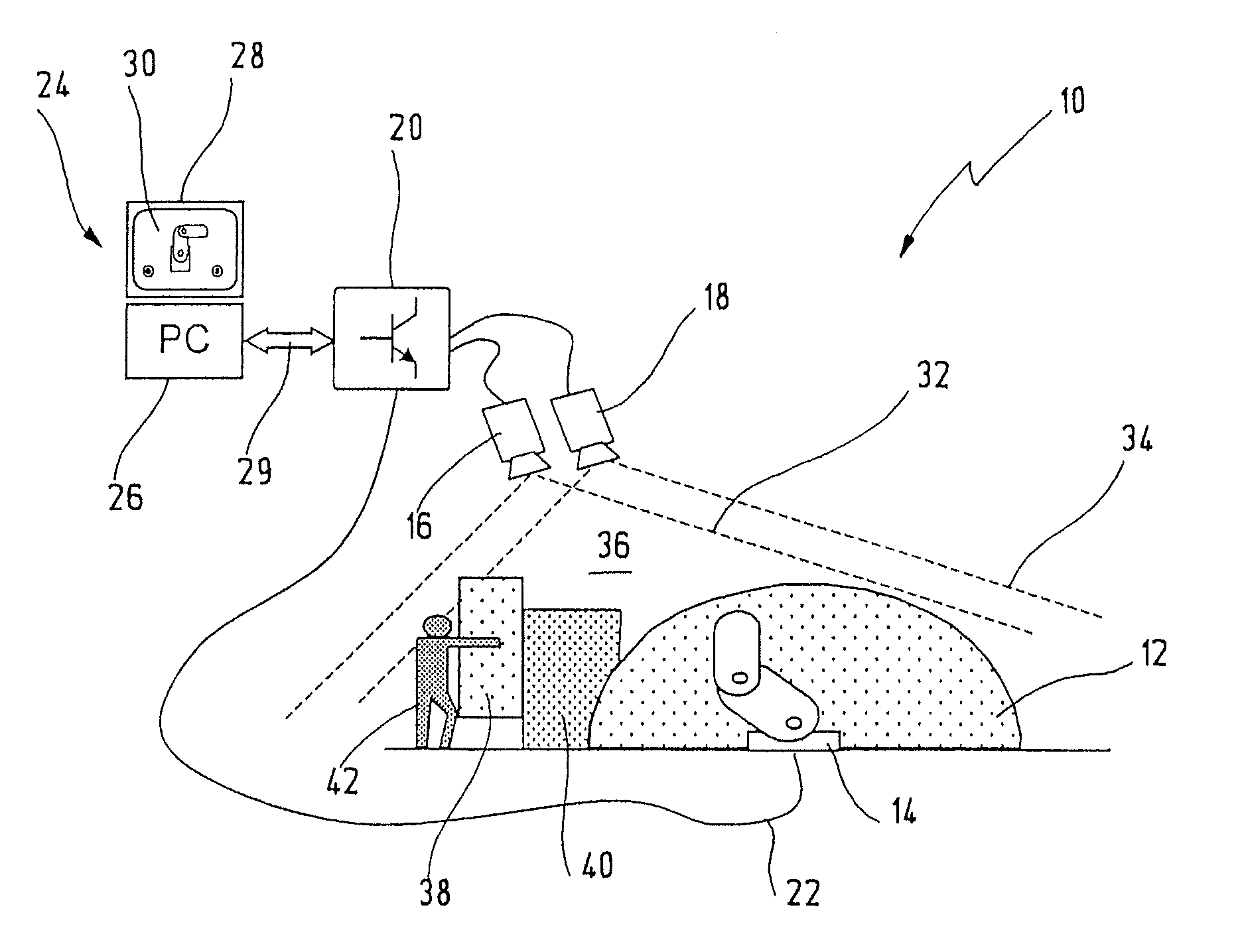 Method and system for configuring a monitoring device for monitoring a spatial area