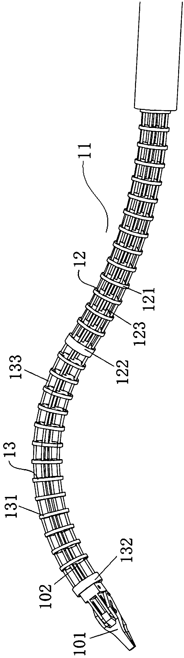 A Flexible Surgical Tool with Structural Bone Opposite Cross Arrangement