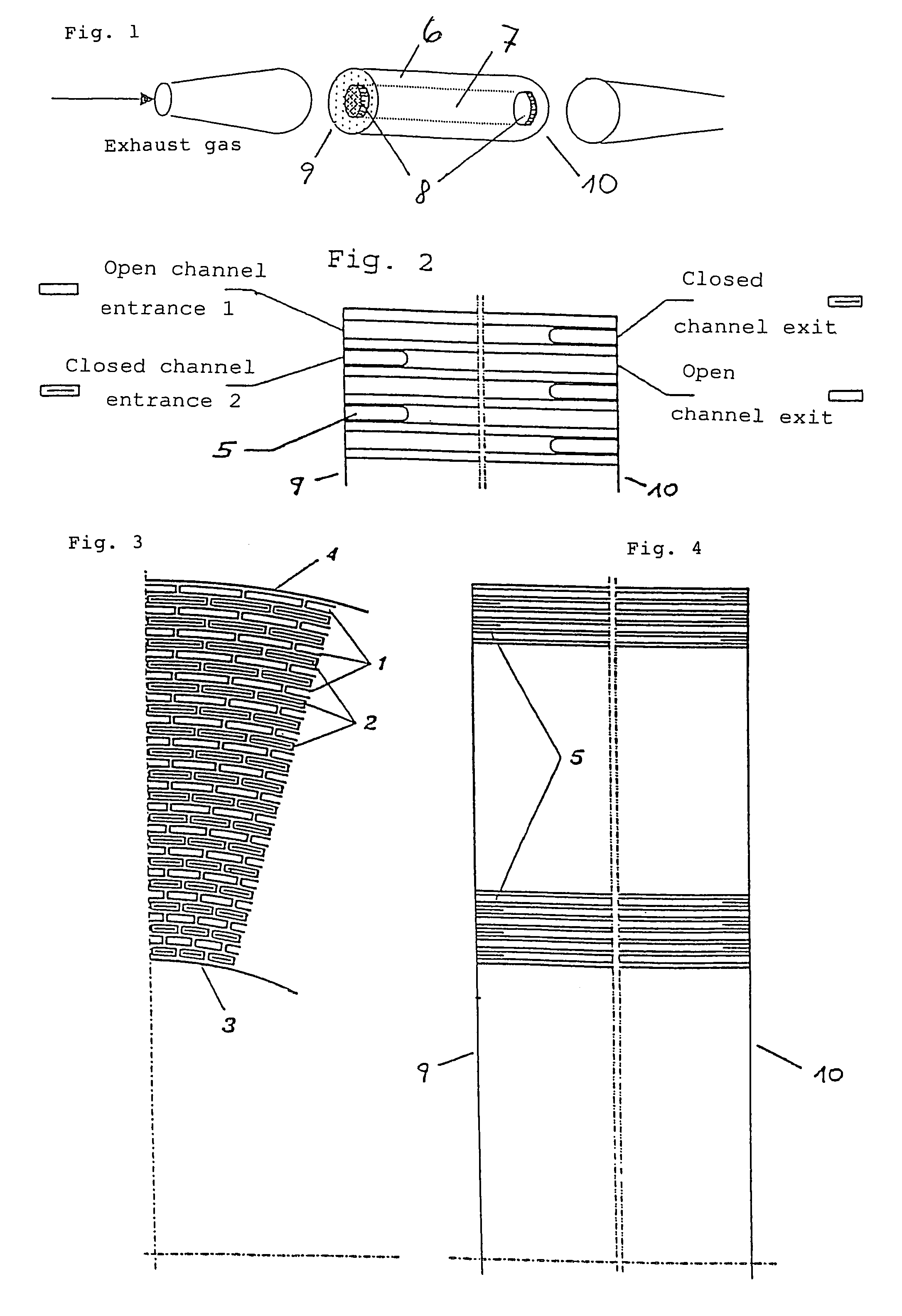 Filter system for spreading soot particles from a stream of exhaust gas
