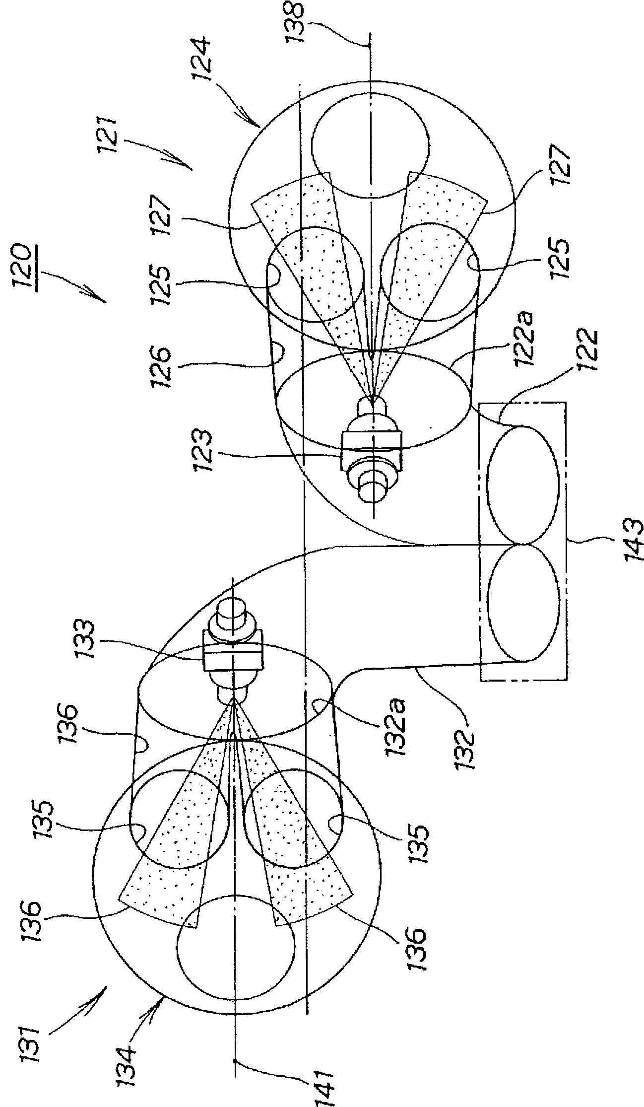Fuel jetting valve dispatching structure of V-type two-cylinder engine