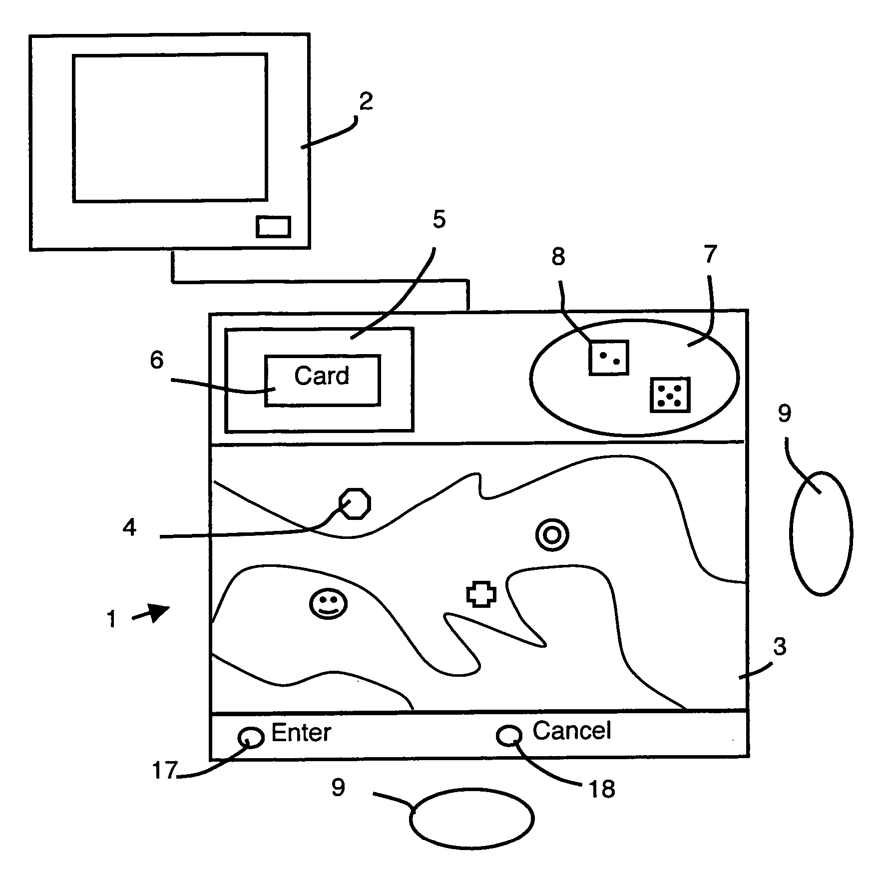 Electronic educational game set having communicating elements with a radio-frequency tag