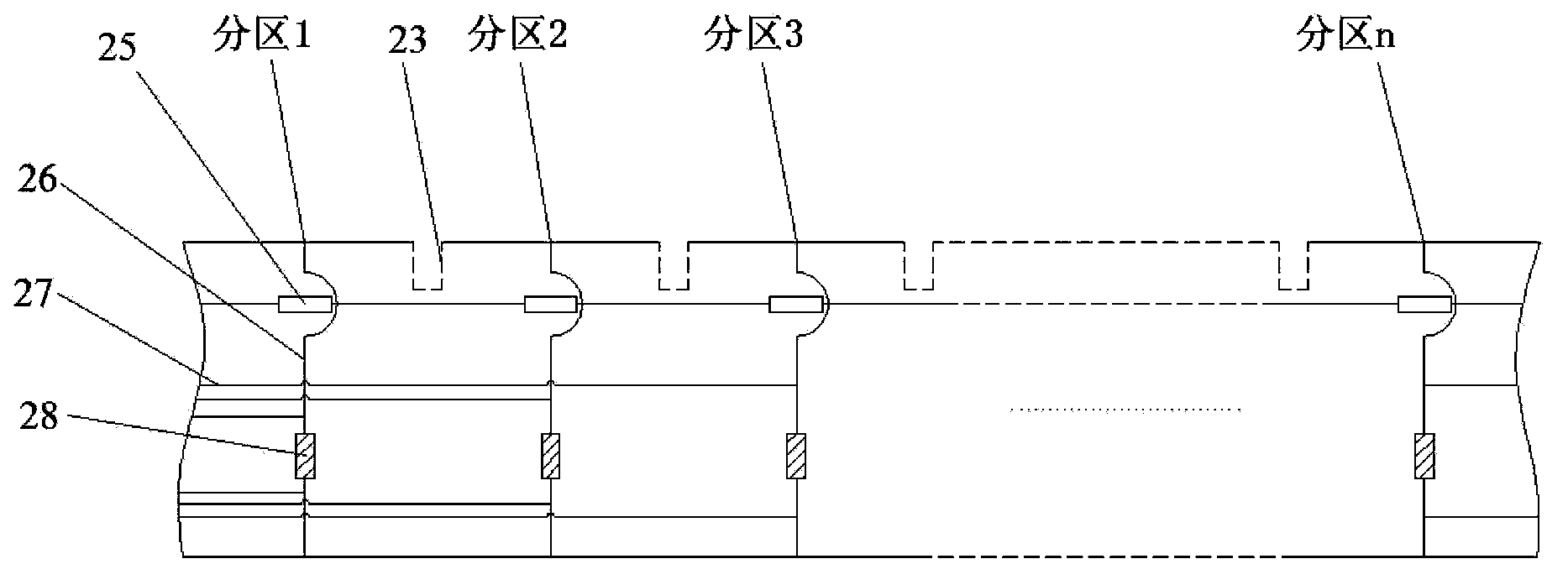 Fuel cell cold starting partition performance test system and test method
