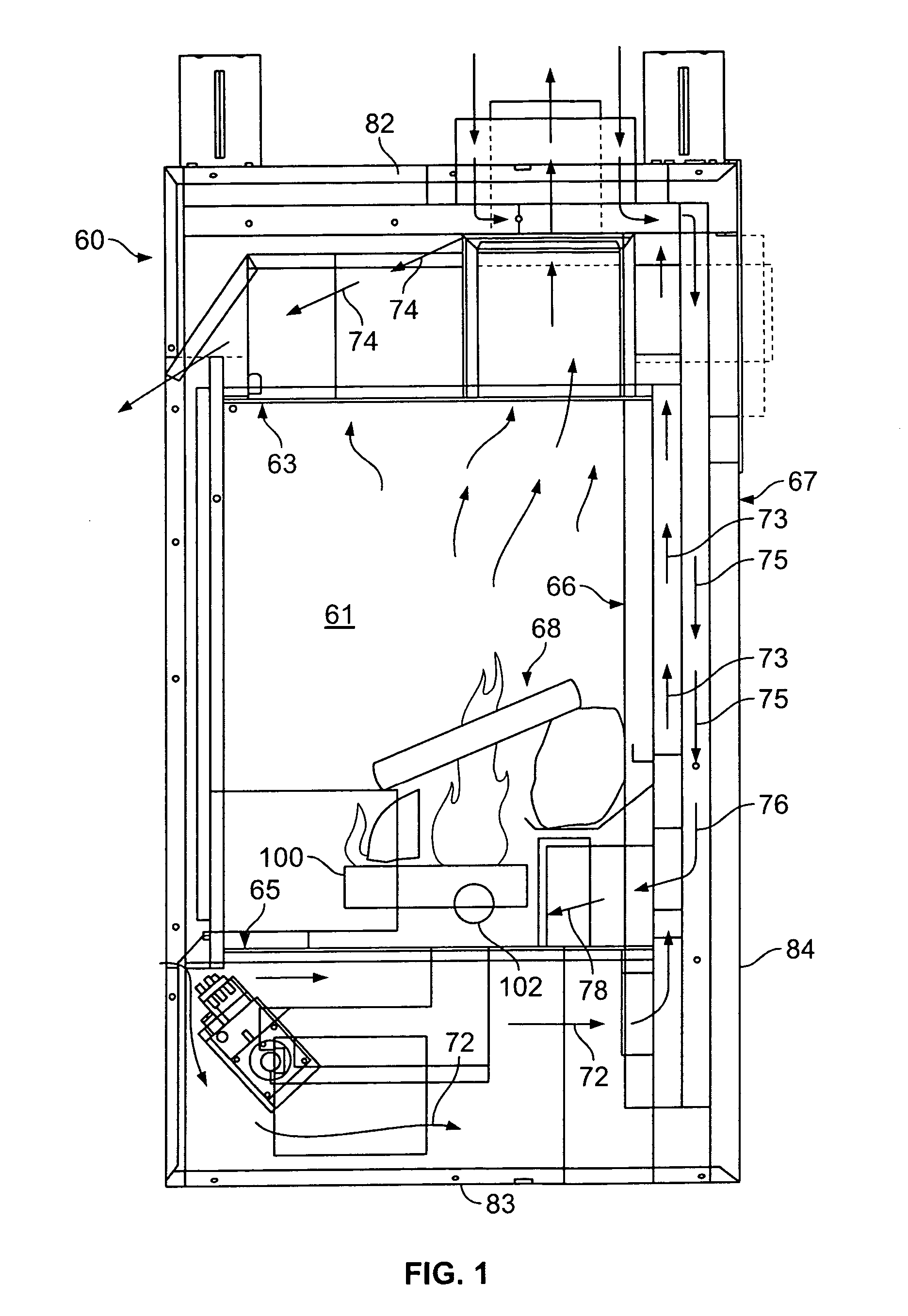 Heat activated air shutter for fireplace