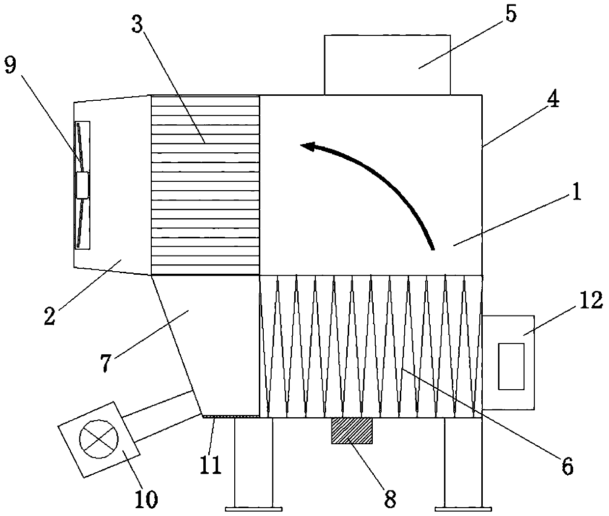 Bag electric dust remover for belt conveyor head and tail