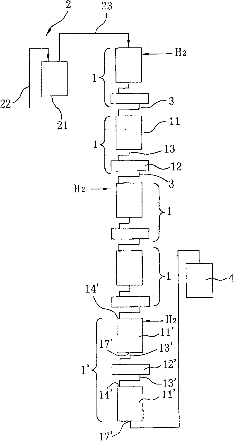 Hydrogenation reaction device and method for continuously hydrogenating conjugated diene polymers using the device