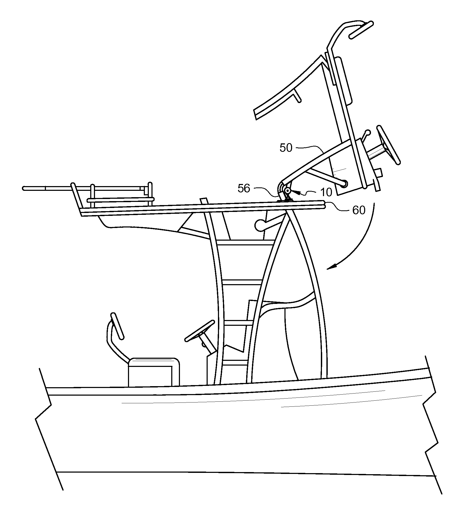 Load relief mechanism for fishing boat tower