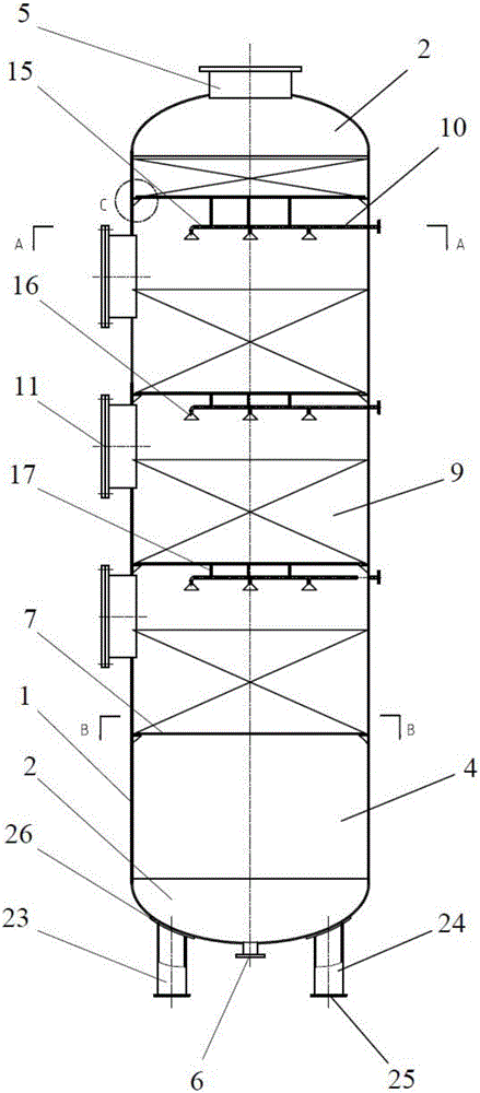 Spraying device of alkaline tower