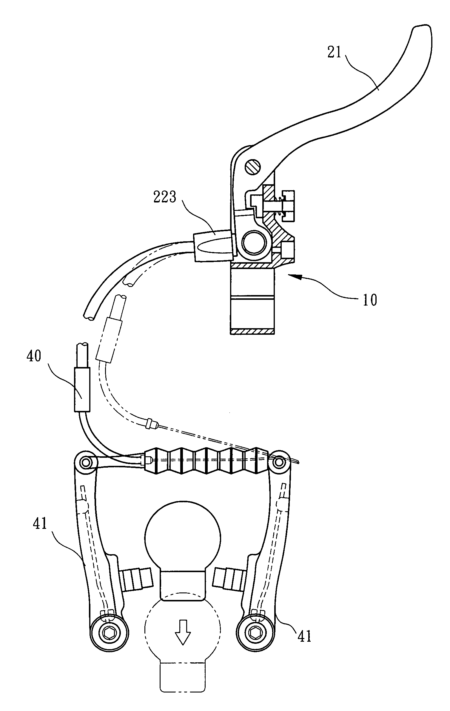 Quick-release device of a bicycle brake cable