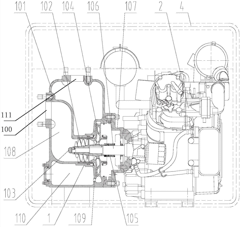 Steplessly adjustable speed diesel engine-centrifugal pump combination