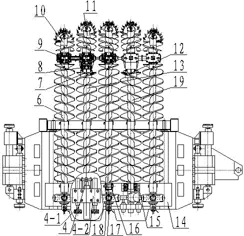 Five-drill air inlet and outlet type coal mining machine