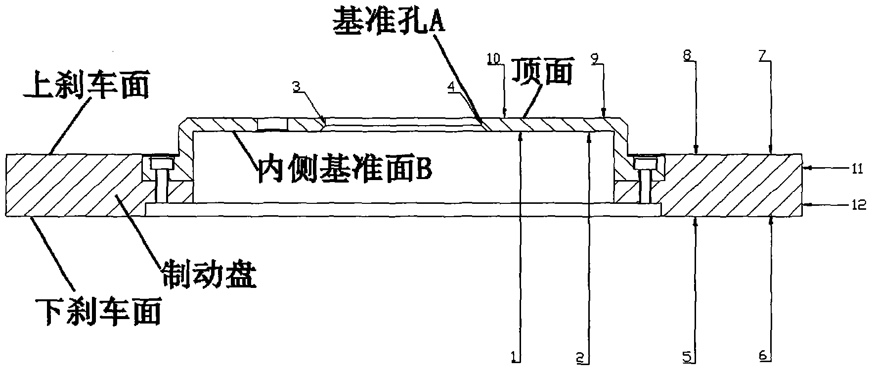 Brake disc form and location tolerance measuring method and measuring instrument for realizing same