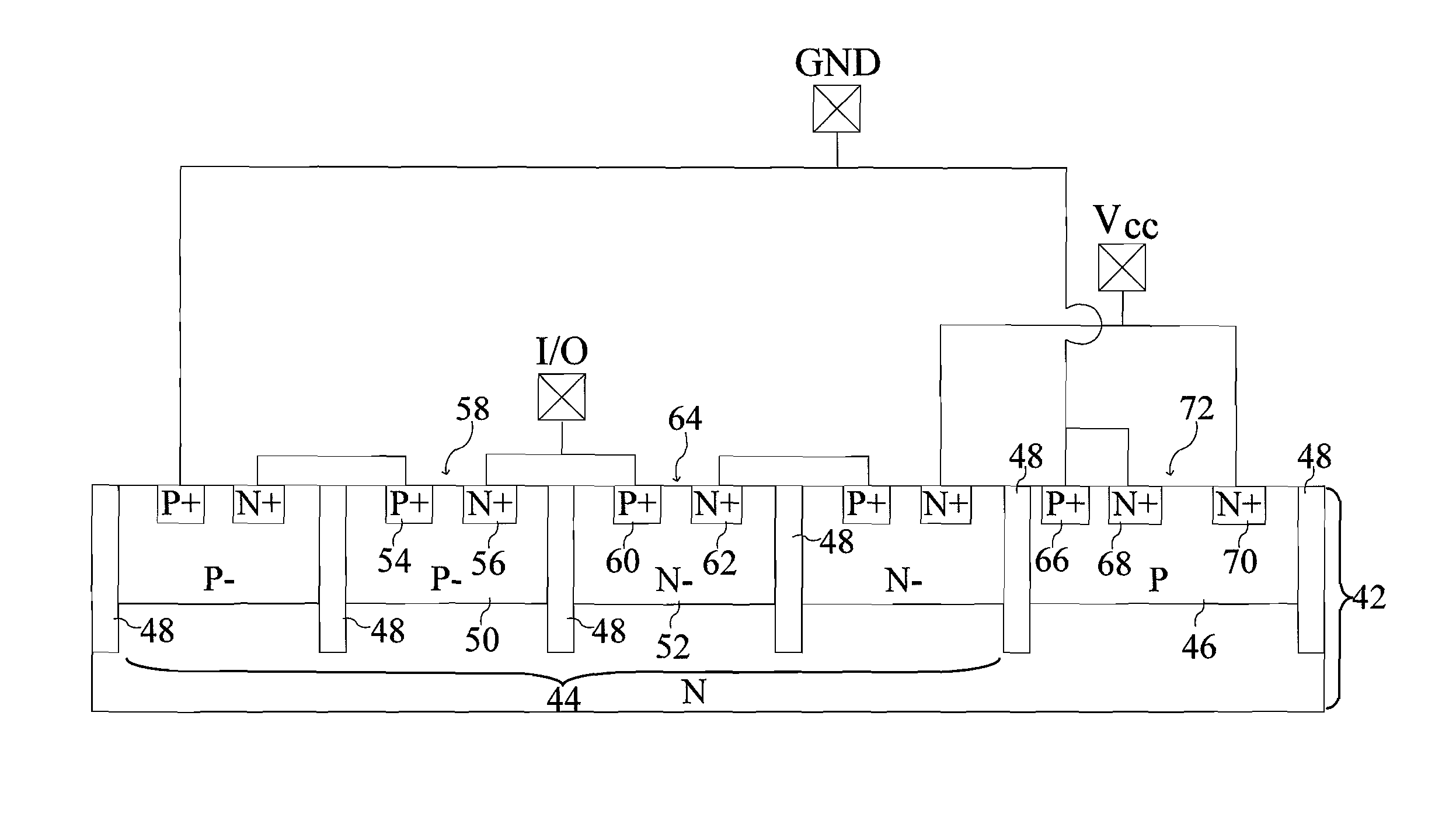 Lateral transient voltage suppressor with ultra low capacitance