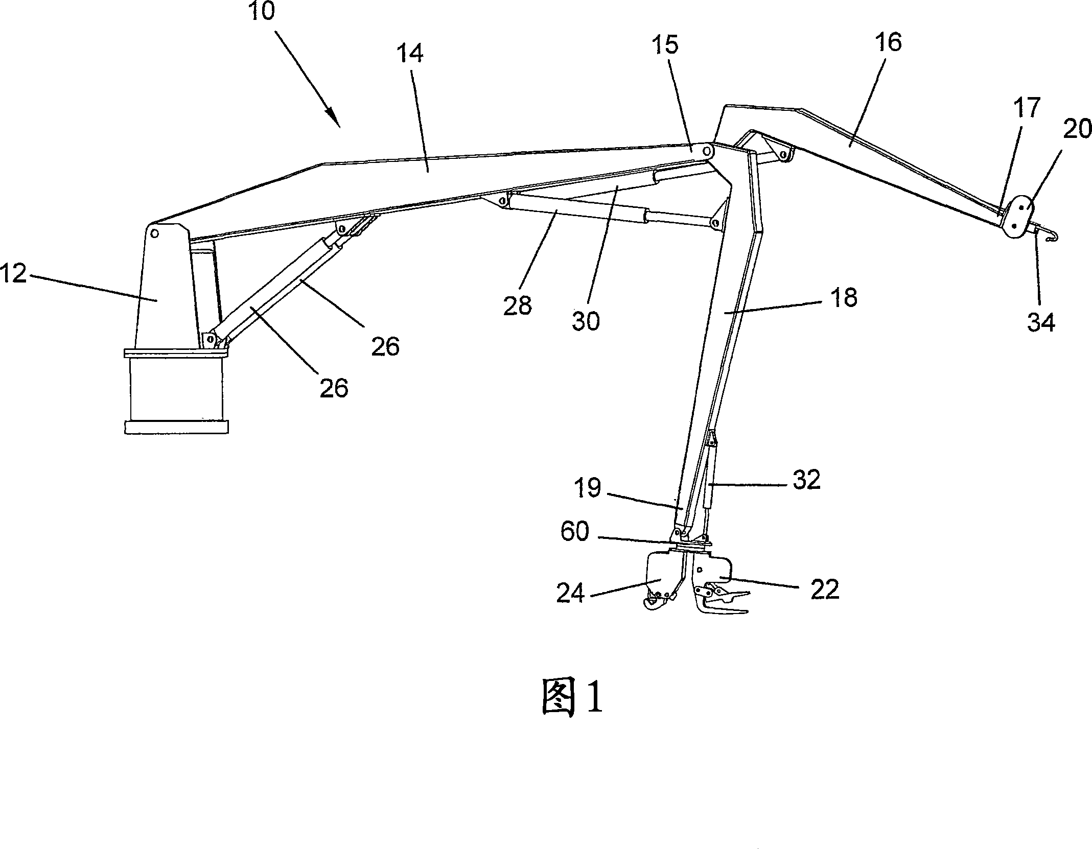 Crane for handling of chains, wires, etc., and tools for same