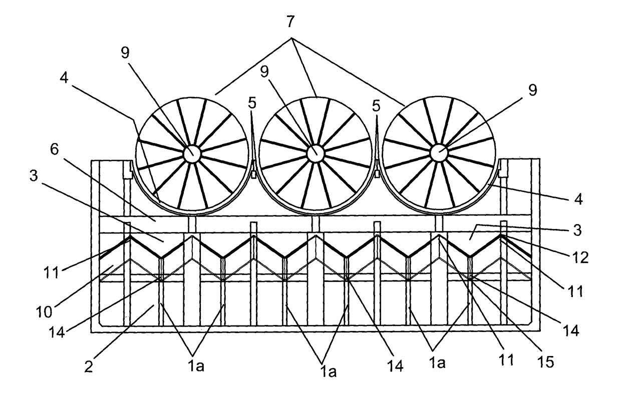 Combined bioreactor for the treatment of waste water, by means of anaerobic, aerobic and anoxic processes of degradation of organic matter with zone separator system and collection of biogases, scum and sludge