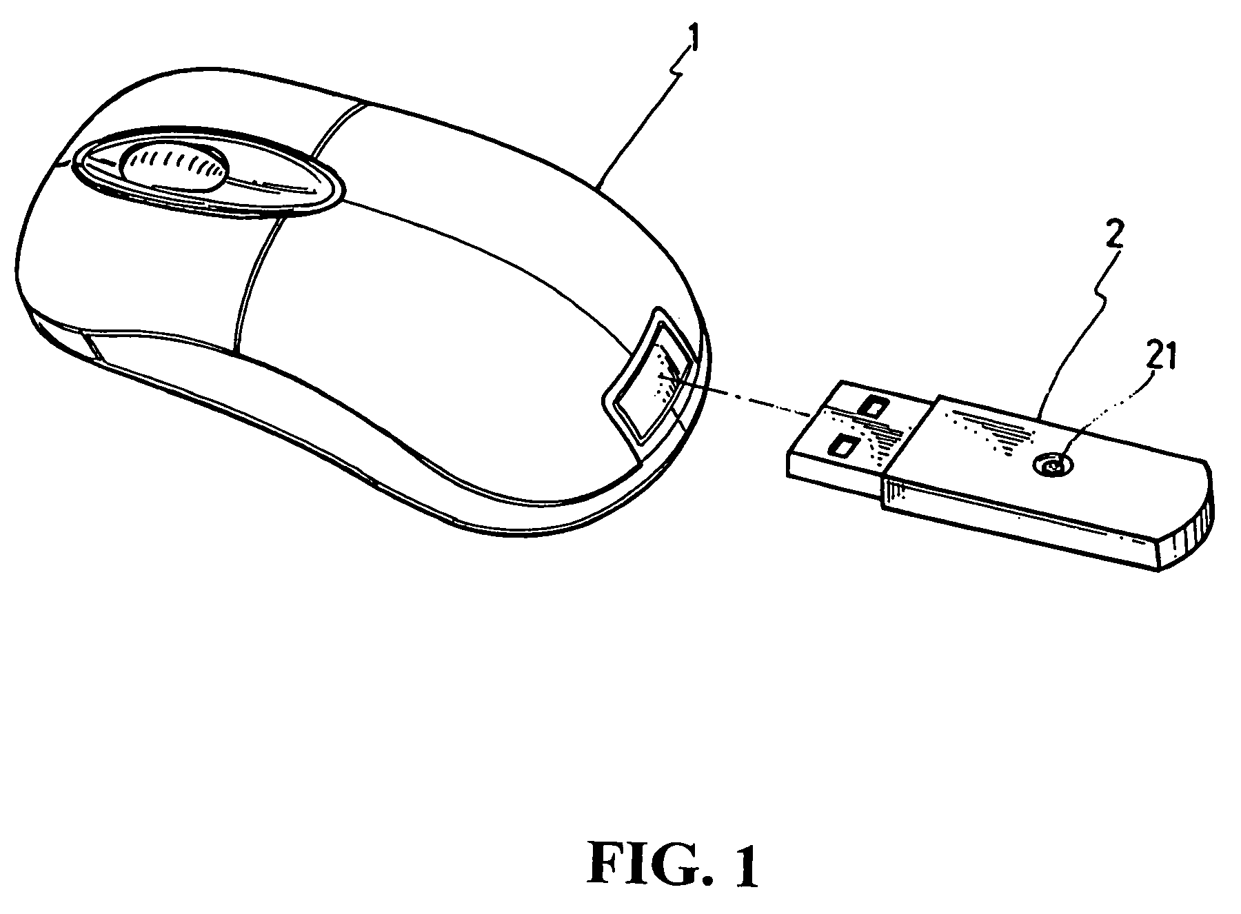 Power saving wireless mouse having receiver receptacle