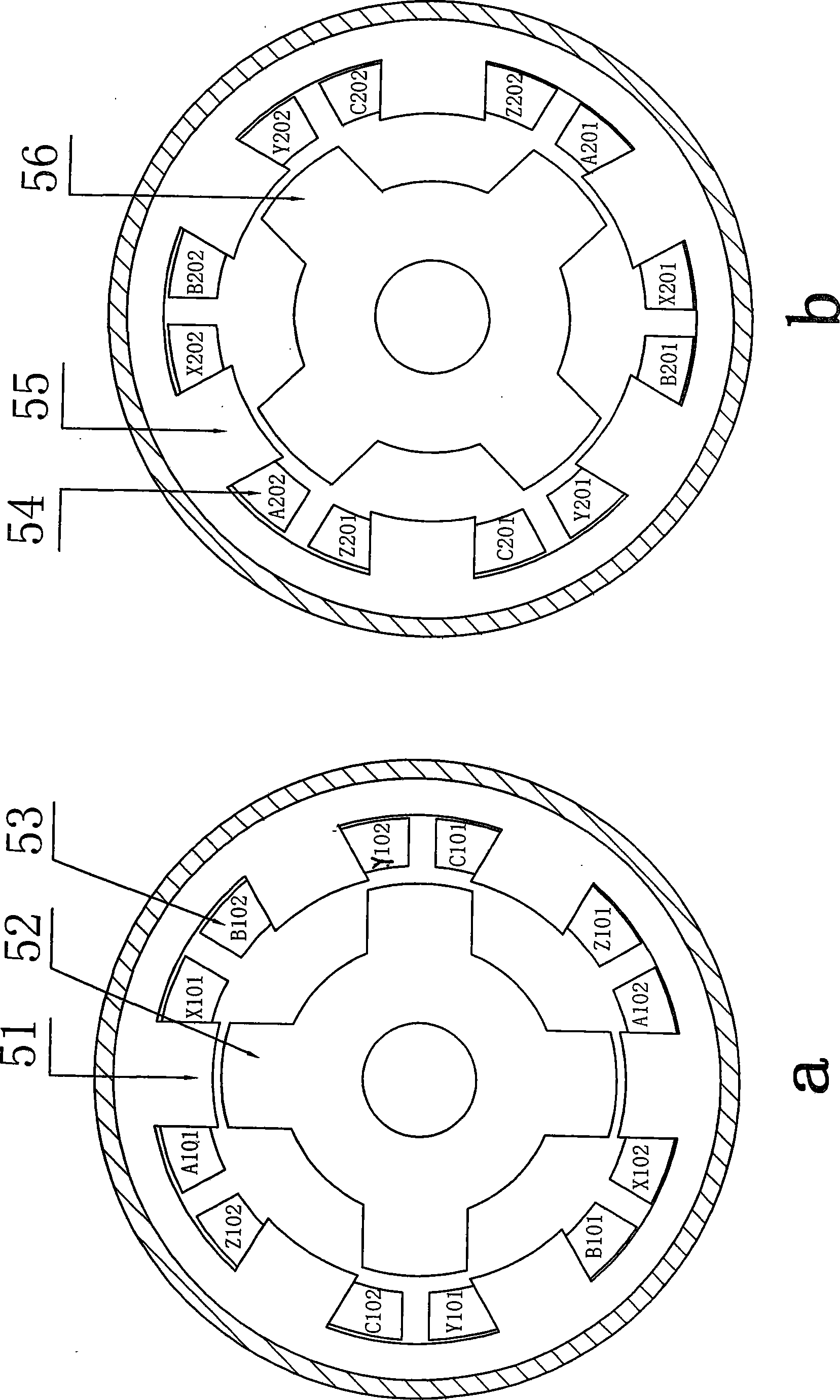 Switched reluctance motor with double stators and double rotors