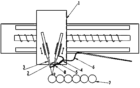 Y-shaped perforating and fuse inserting device for firework pasting assembly