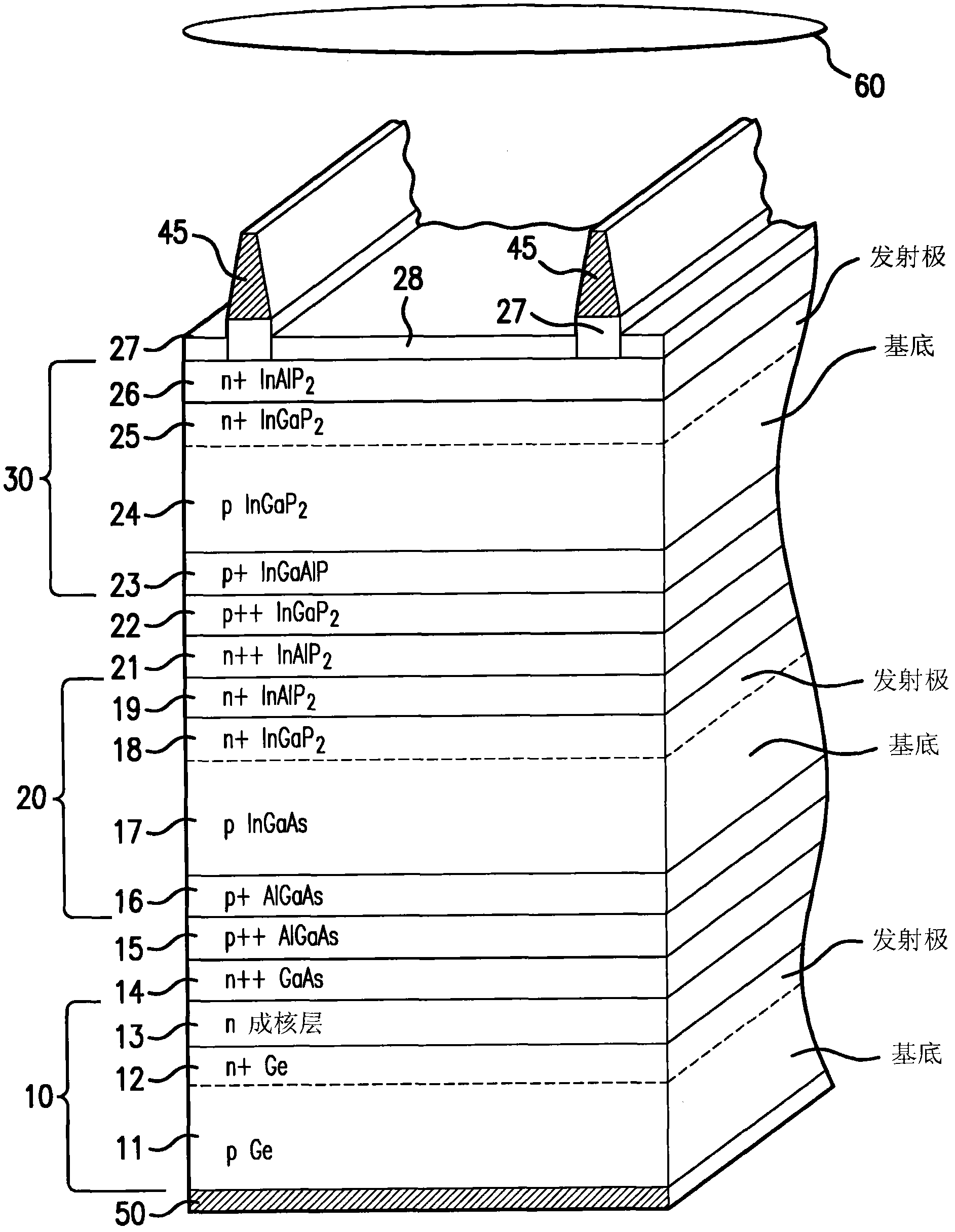 Grid design used for III-V compound semiconductor cell
