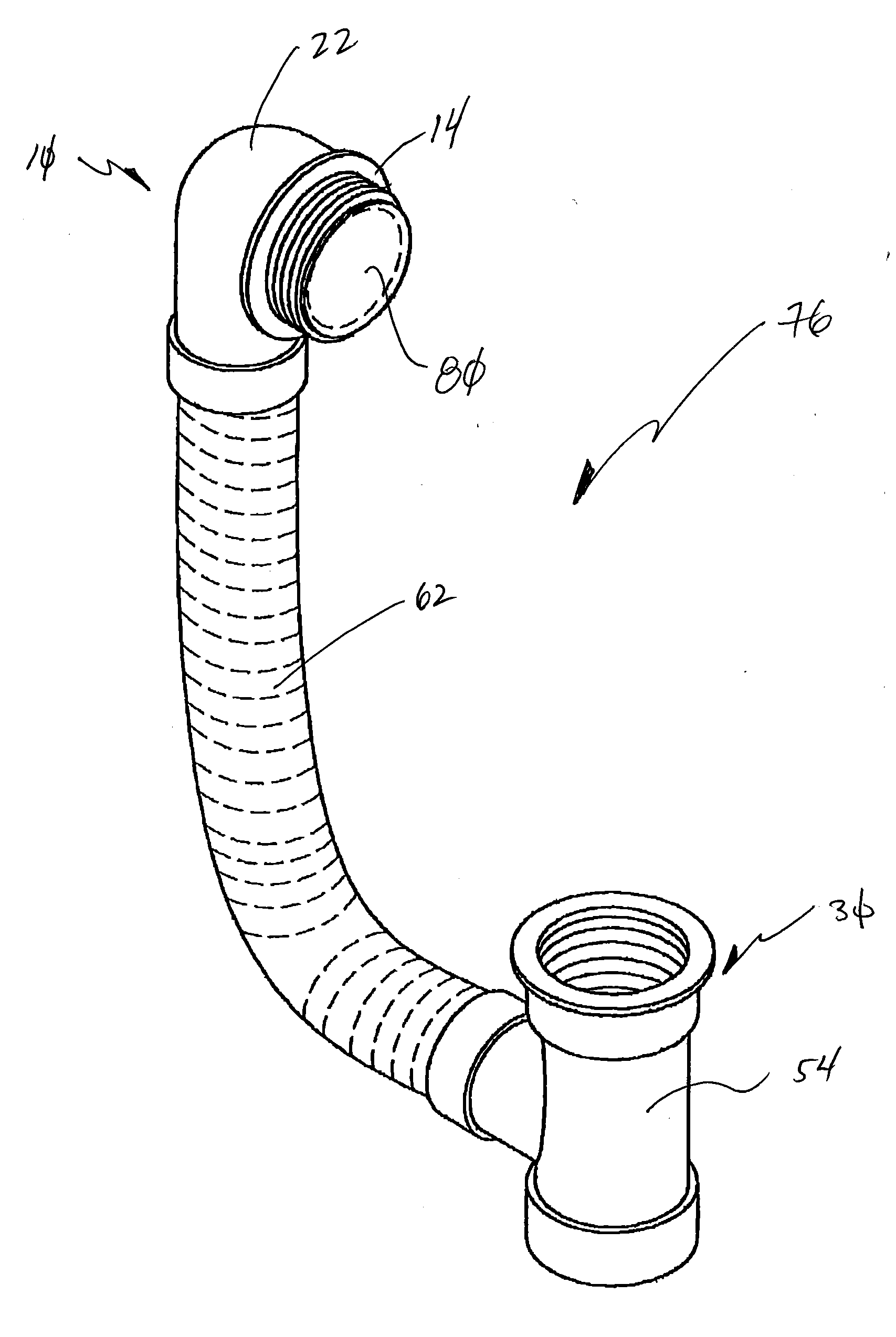 Flexible Bathtub Waste Pipe Assembly for Bathtubs and the Like