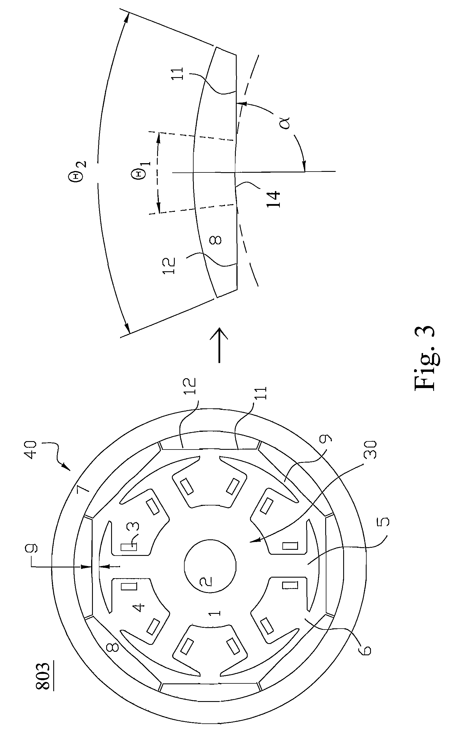 Rotary structure of permanent magnet electric machinery and method for determining the structure thereof
