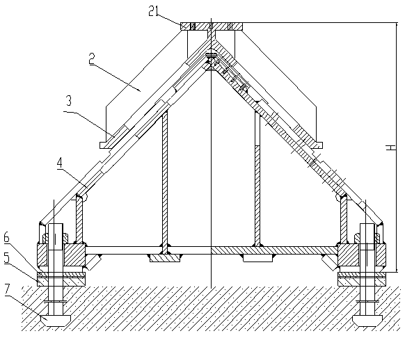 Installation method of triangular base of continuous rolling mill in steel pipe plant