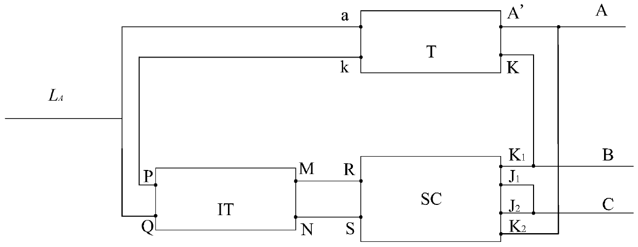 Combined structure for converting single-phase electricity into three-phase electricity