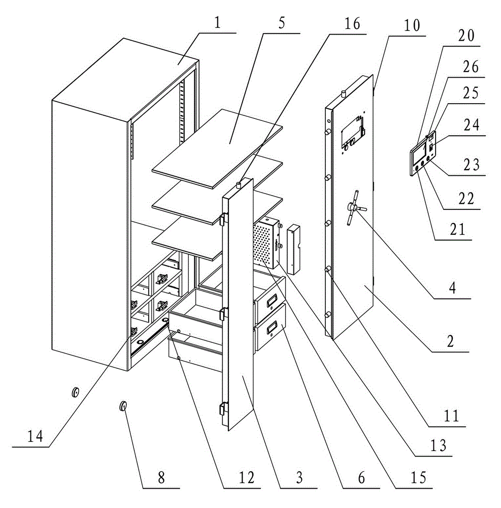 An upright fingerprint safe and its control system