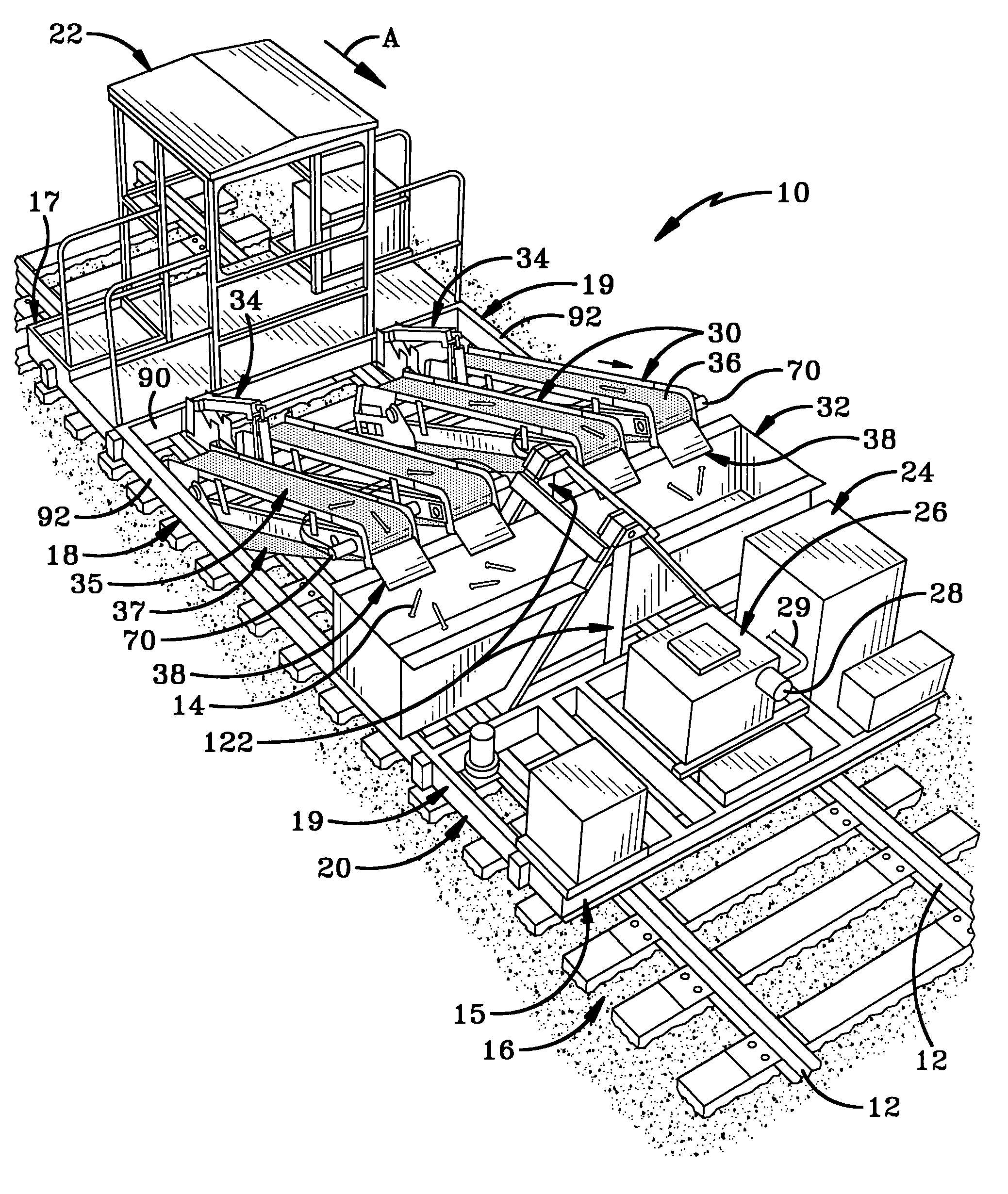 Device for removing metallic objects from a railway bed