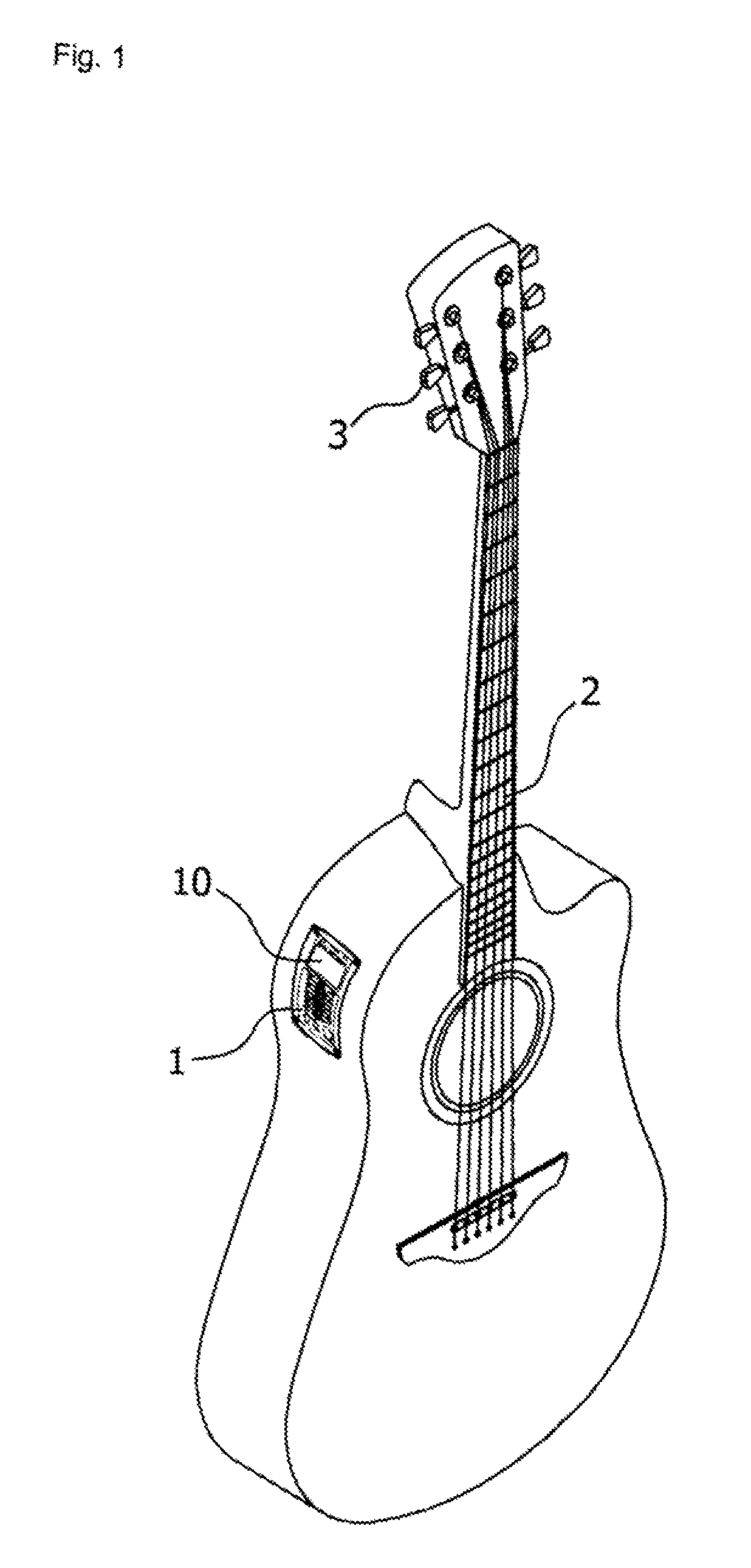 Display device for guitar tuners and method of displaying tuned states of guitar strings using the same