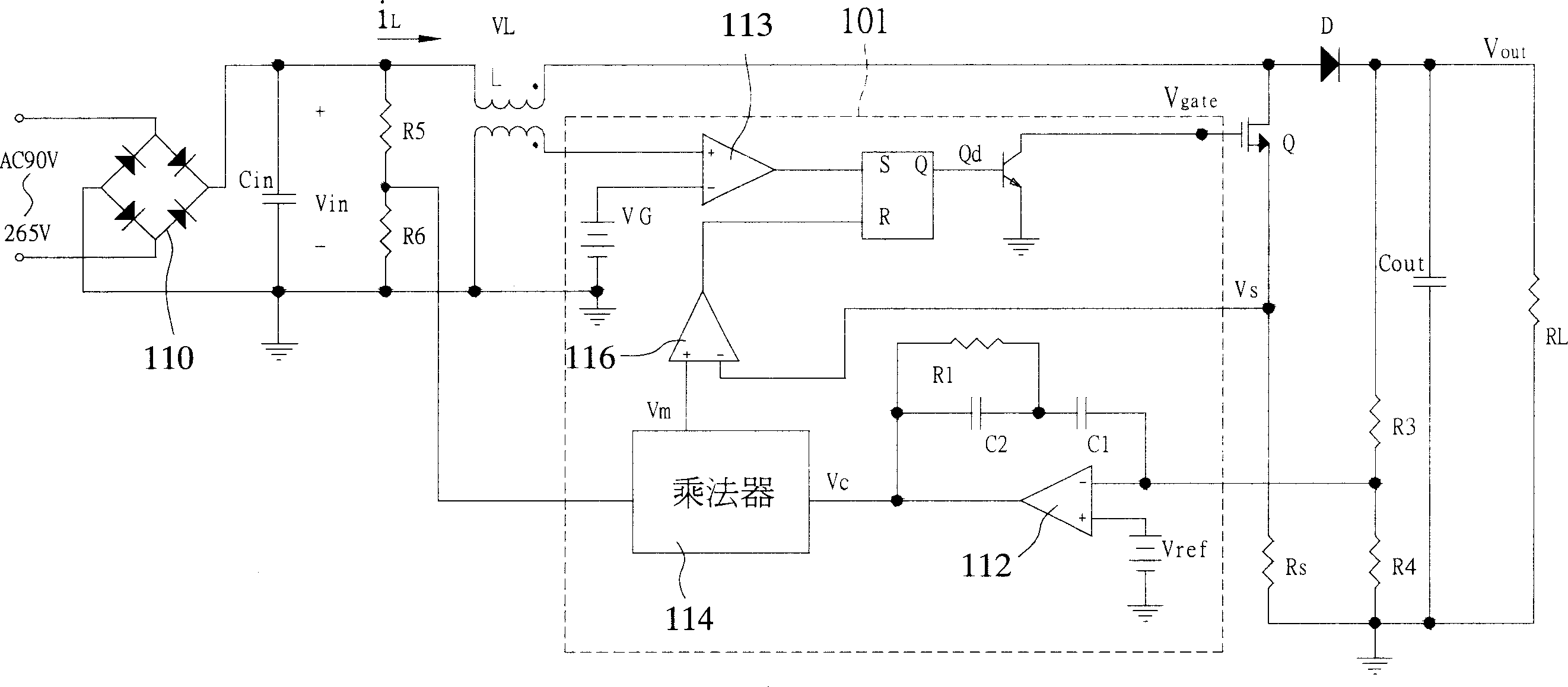 Voltage boosting type device and method of consecutive correcting power factor in average electric current control mode