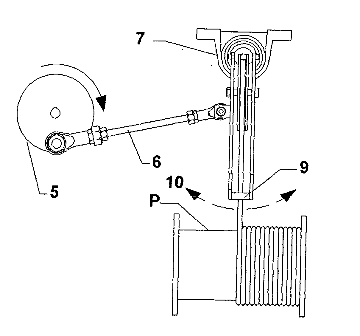 Device for traversing a flexible linear product for spooling