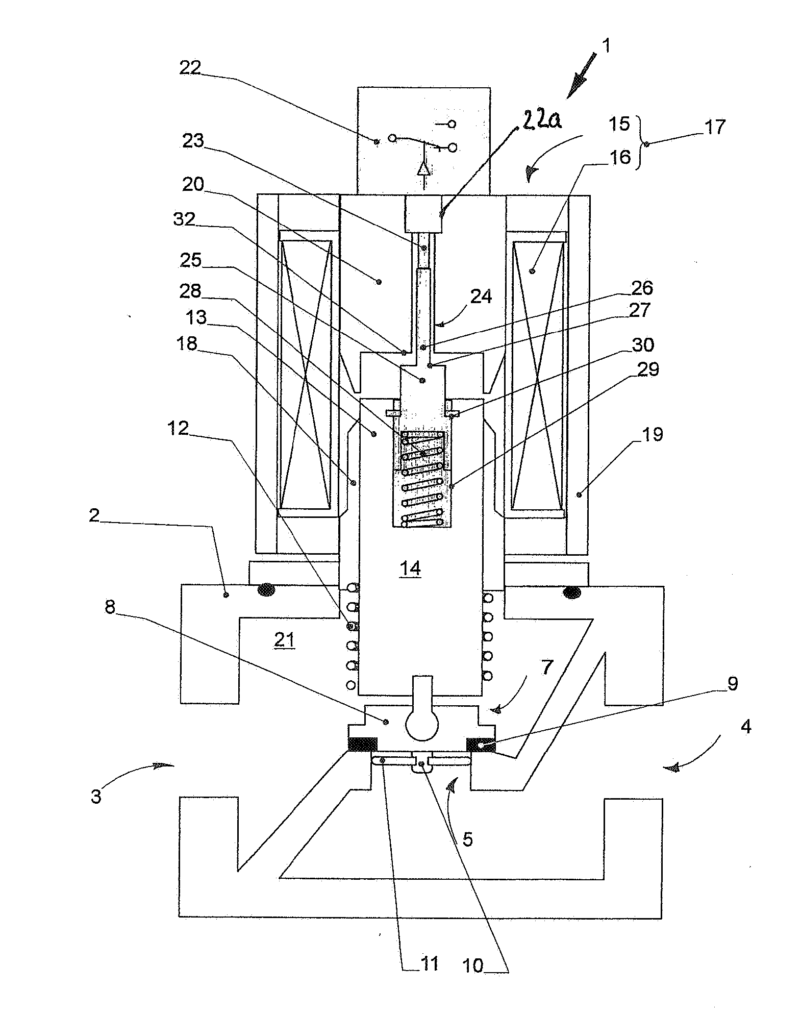 Valve with end position switching
