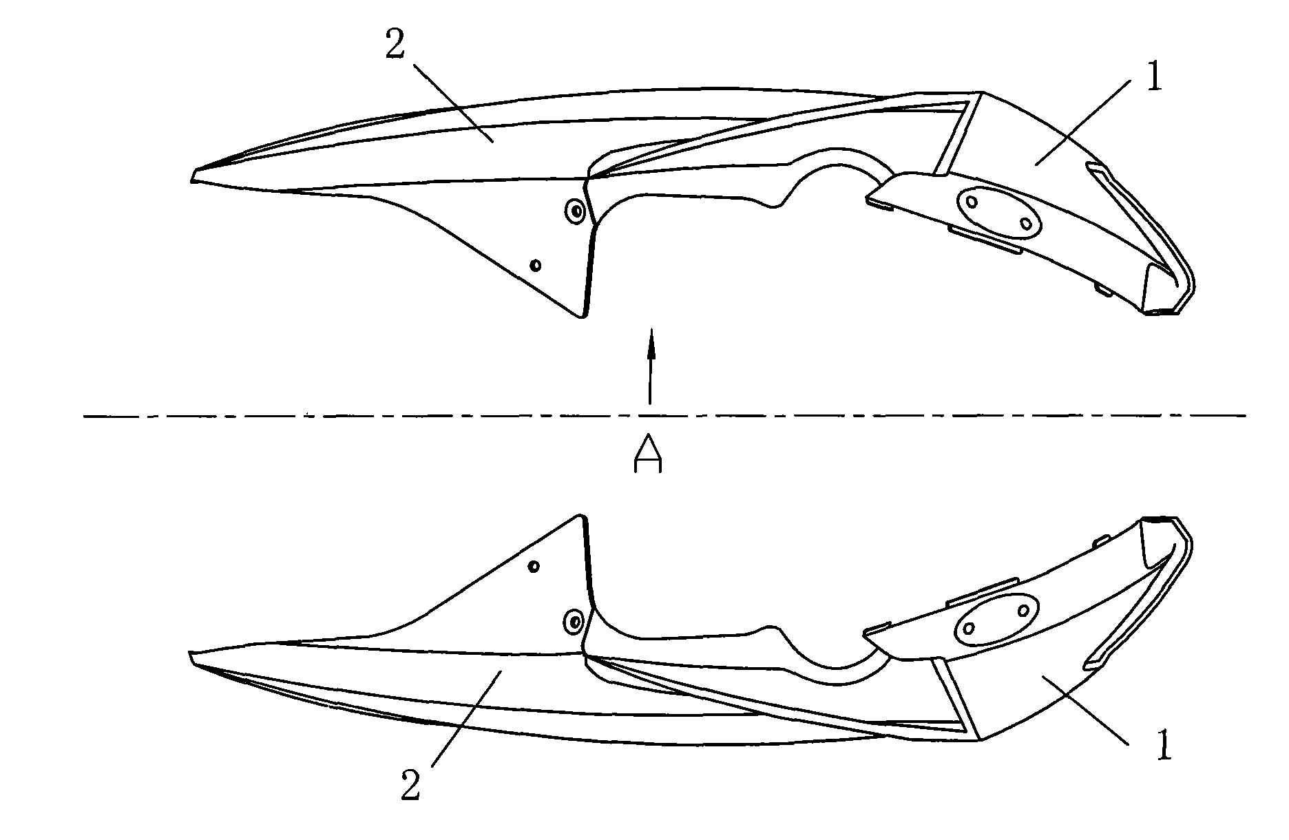 Connecting structure of motorcycle covering pieces and front body covering piece assembly
