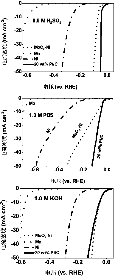 MoO2-Ni/CC composite material of hydrogen evolution electrocatalyst, and preparation method