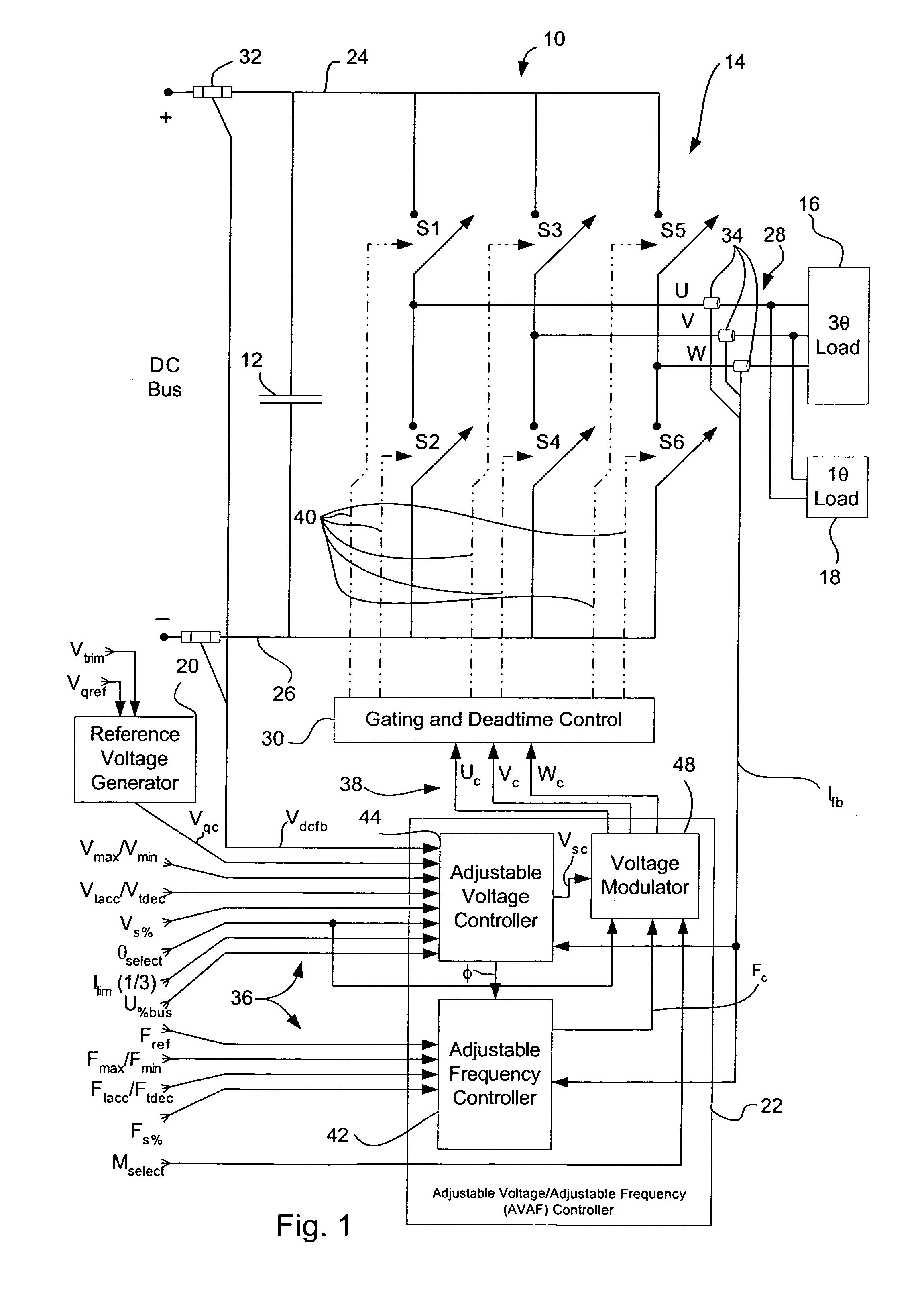 Method and apparatus for adjustable voltage/adjustable frequency inverter control