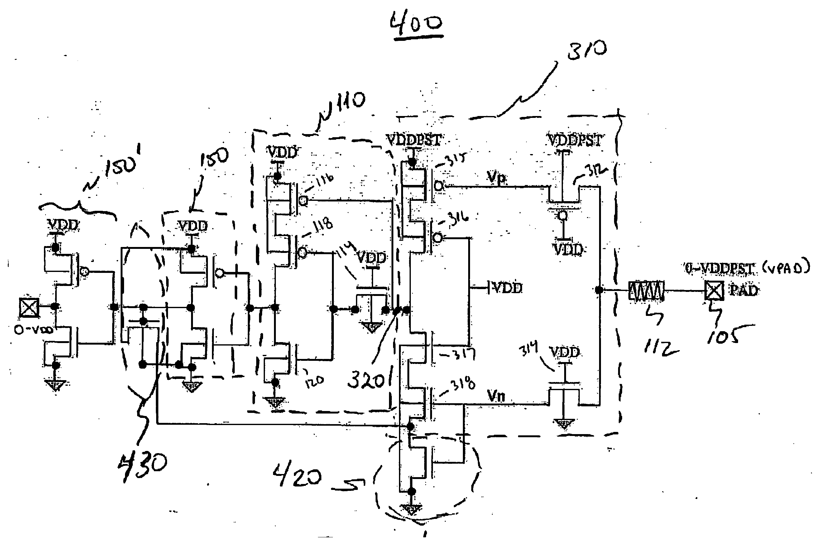 Input buffer structure with single gate oxide