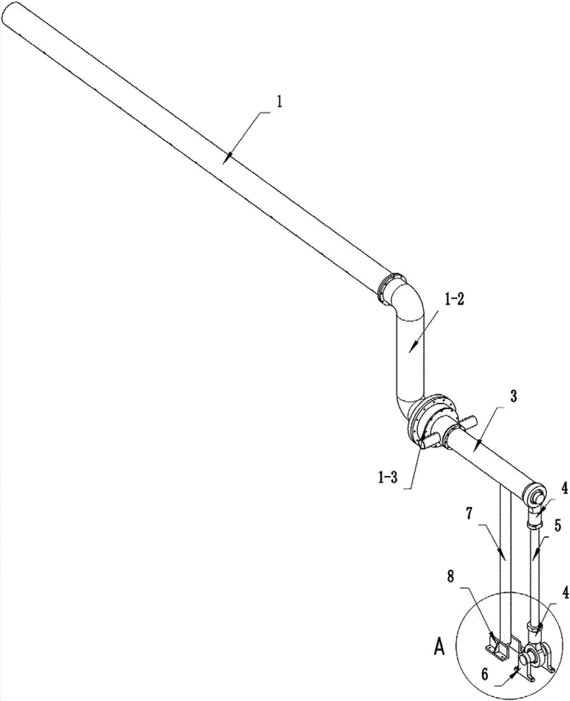 Swing rod type conveying tube of large roller