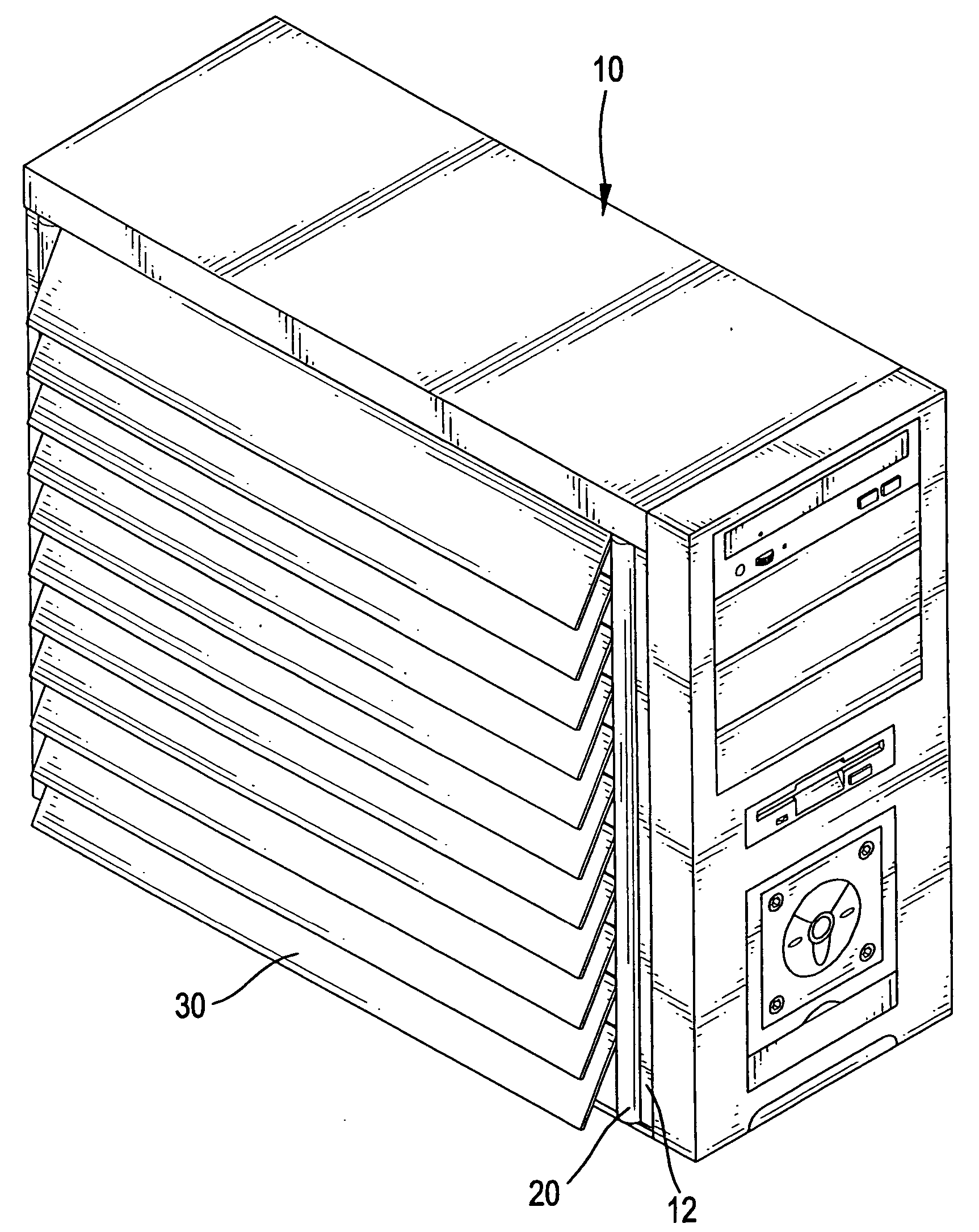 Louver heat vent for chassis of computer