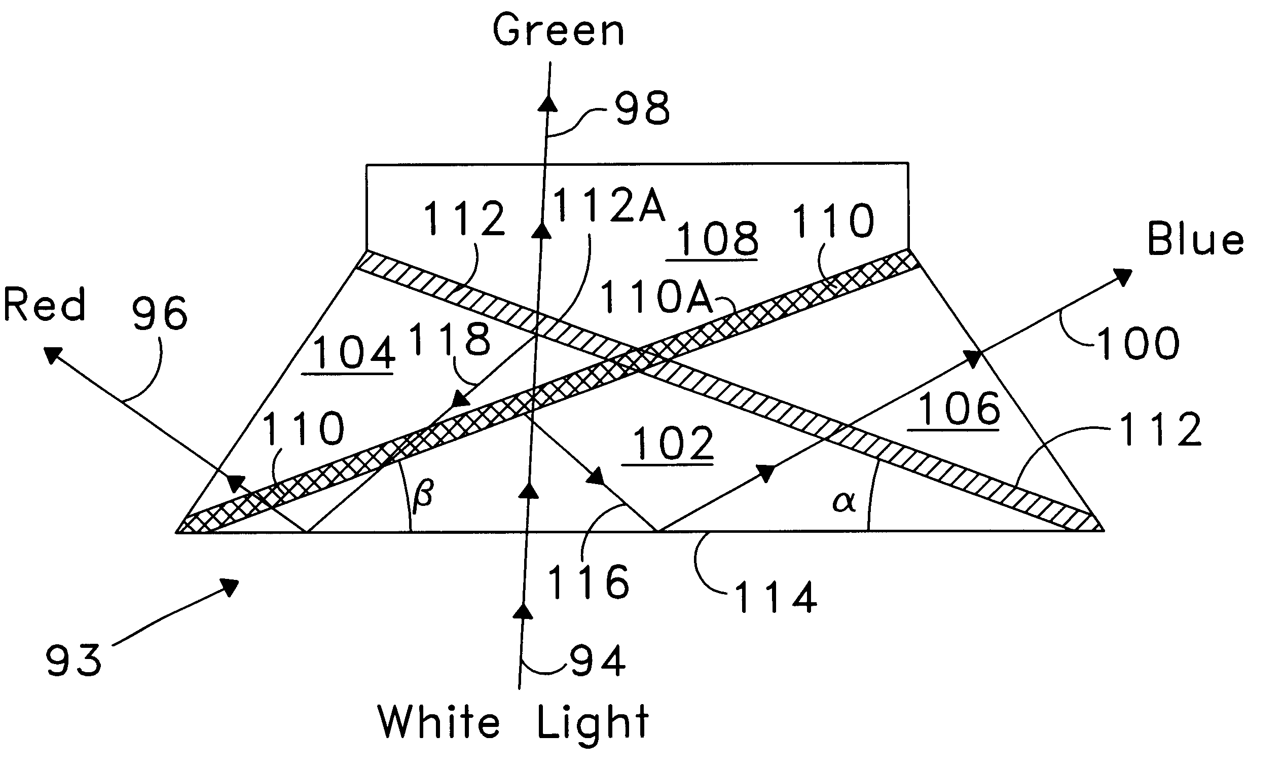 Producing colored light beams from white light