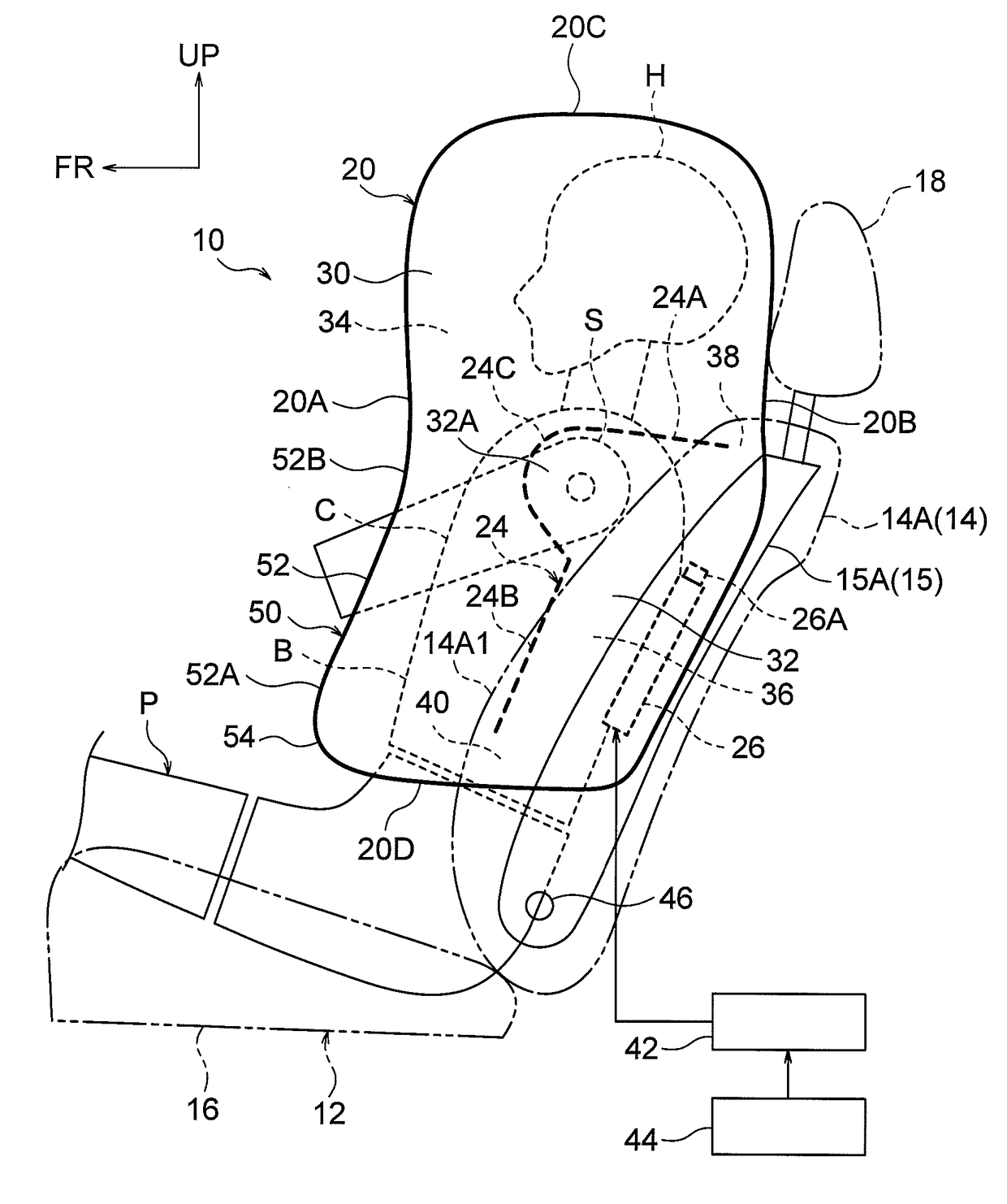 Vehicle side airbag device