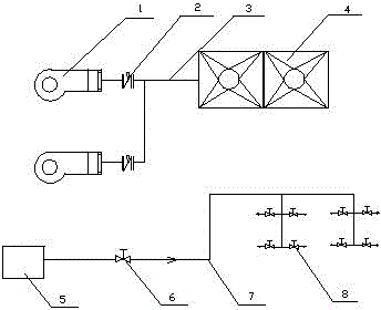 A grating cooling device for positioning detection of stepping heating furnace