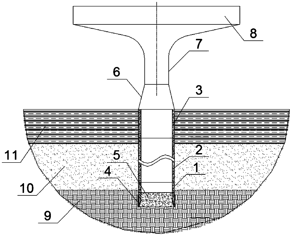 Bridge large-diameter precast concrete pipe column foundation and construction method thereof