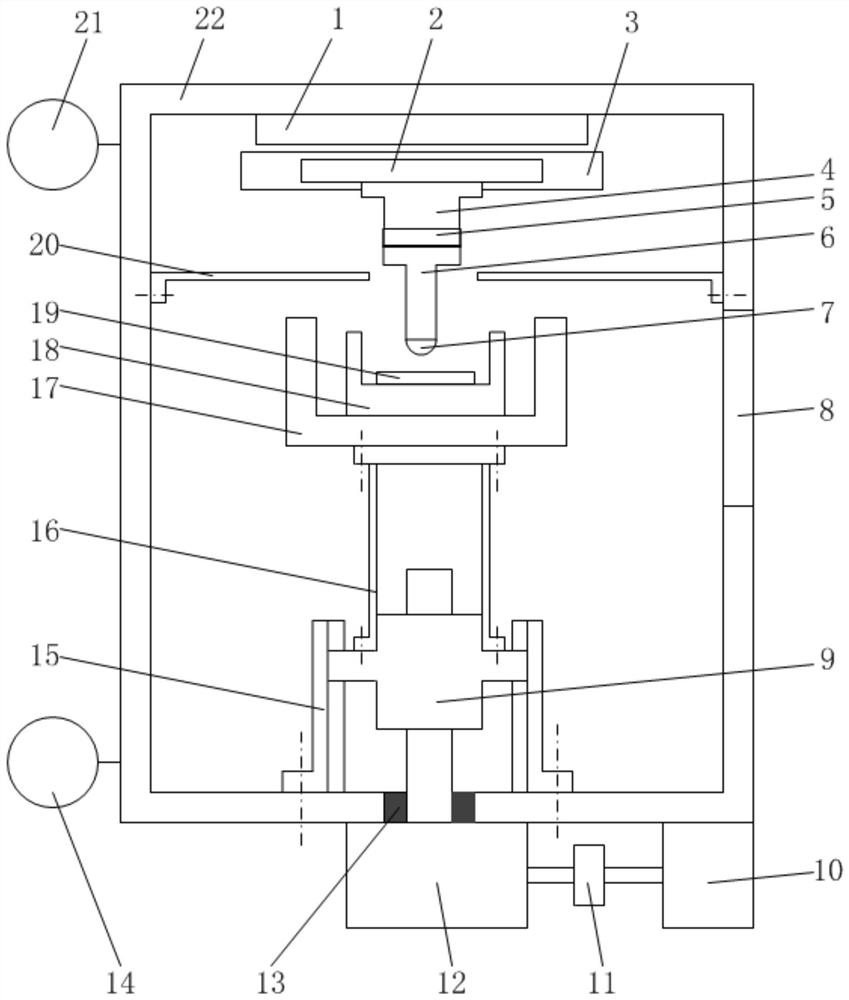 Vacuum high-temperature reciprocating type frictional wear testing system